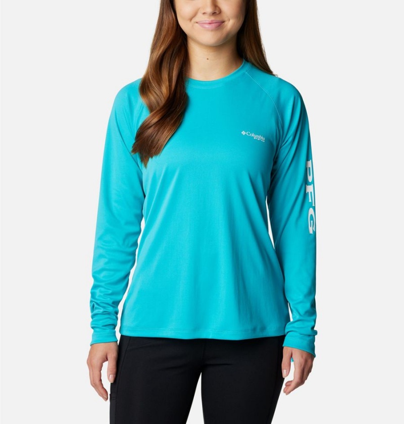 Columbia PFG Tidal II Long Sleeve Women\'s T-Shirt Turquoise | MNTHLC-491