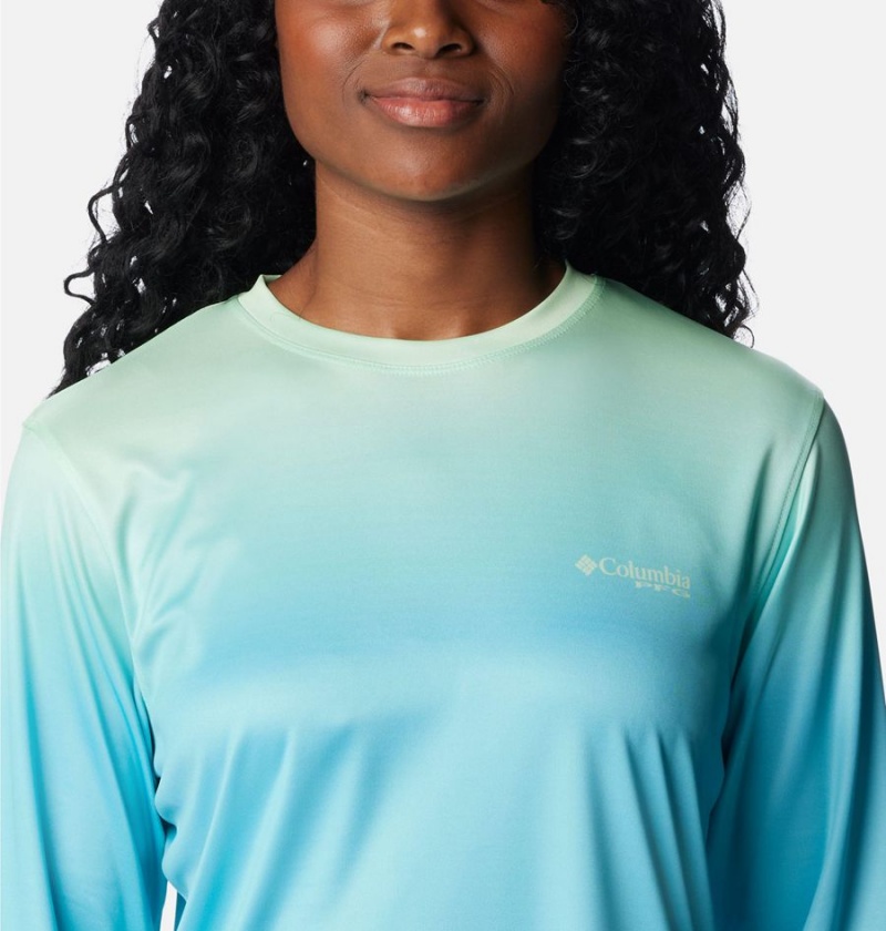 Columbia PFG Tidal Isle Rise Fade Long Sleeve Women's T-Shirt Blue | EIXPDA-470