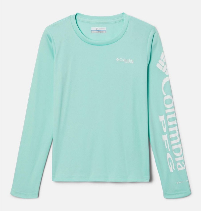 Columbia PFG Tidal Long Sleeve Kids\' T-Shirt Green | QVCPMK-870