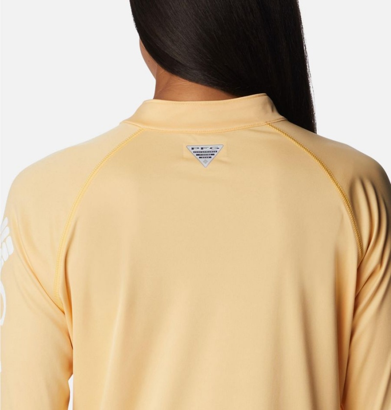 Columbia PFG Tidal Quarter Zip Long Sleeve Women's T-Shirt Yellow | SGIHFC-204