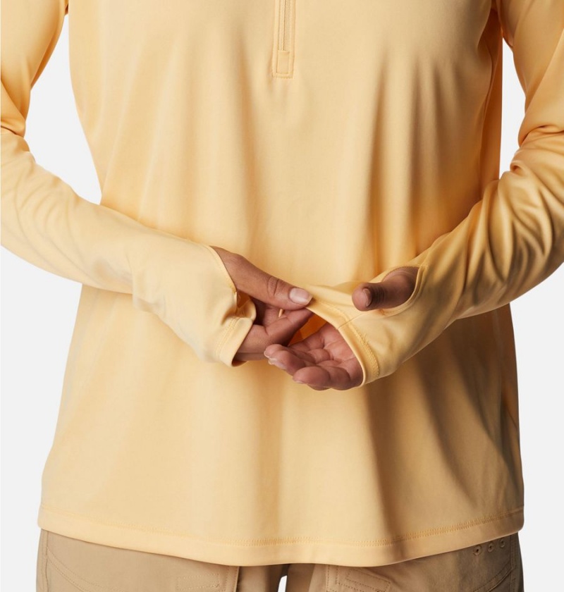 Columbia PFG Tidal Quarter Zip Long Sleeve Women's T-Shirt Yellow | SGIHFC-204