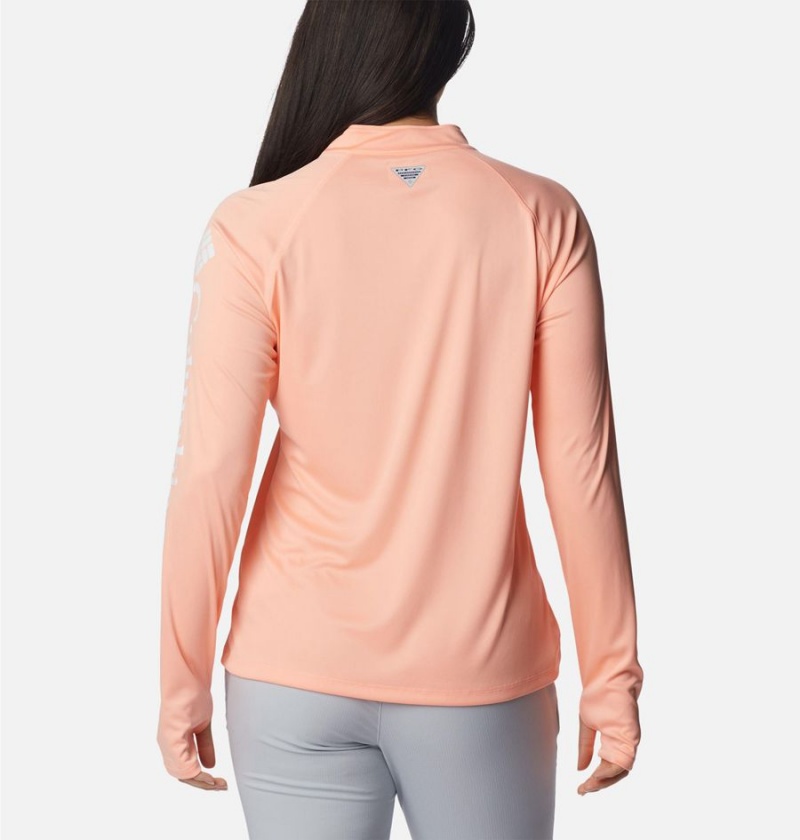 Columbia PFG Tidal Quarter Zip Long Sleeve Women's T-Shirt Orange | KAUPGC-235