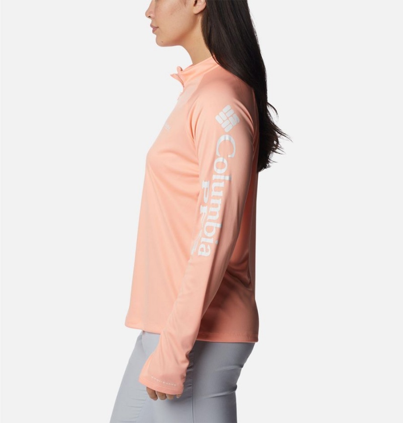 Columbia PFG Tidal Quarter Zip Long Sleeve Women's T-Shirt Orange | KAUPGC-235