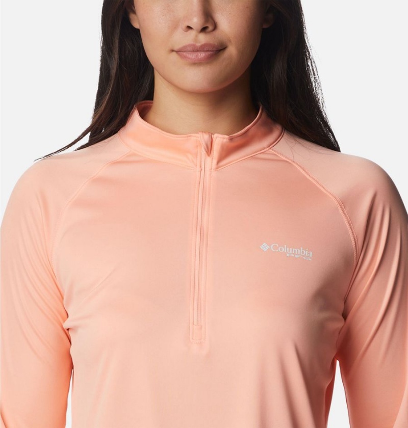 Columbia PFG Tidal Quarter Zip Long Sleeve Women's T-Shirt Orange | KAUPGC-235