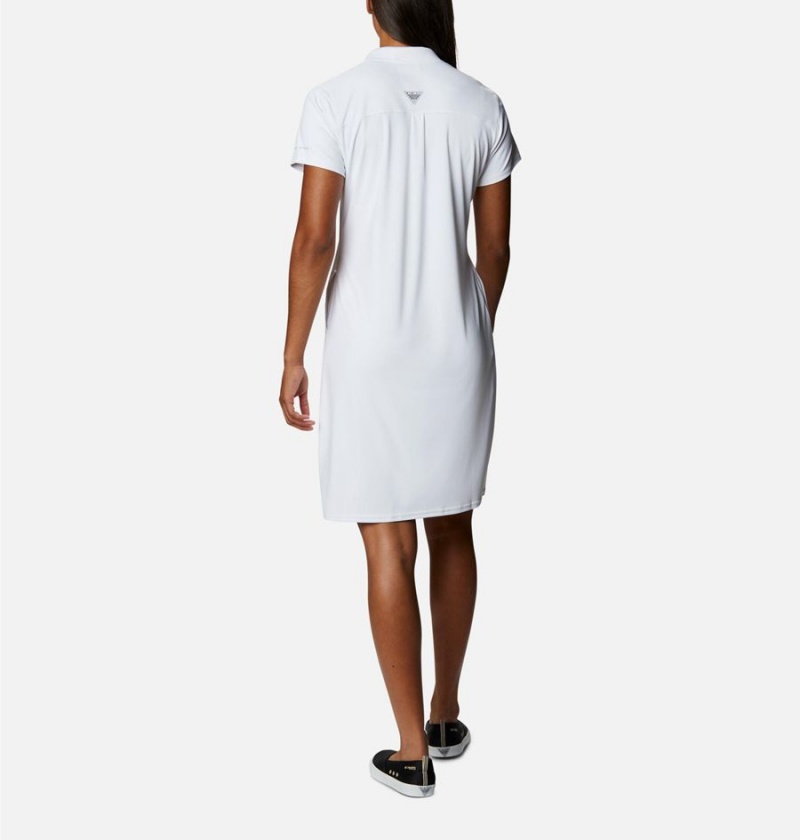 Columbia PFG Tidal Tee Polo Women's Dress White | VYIKZC-643