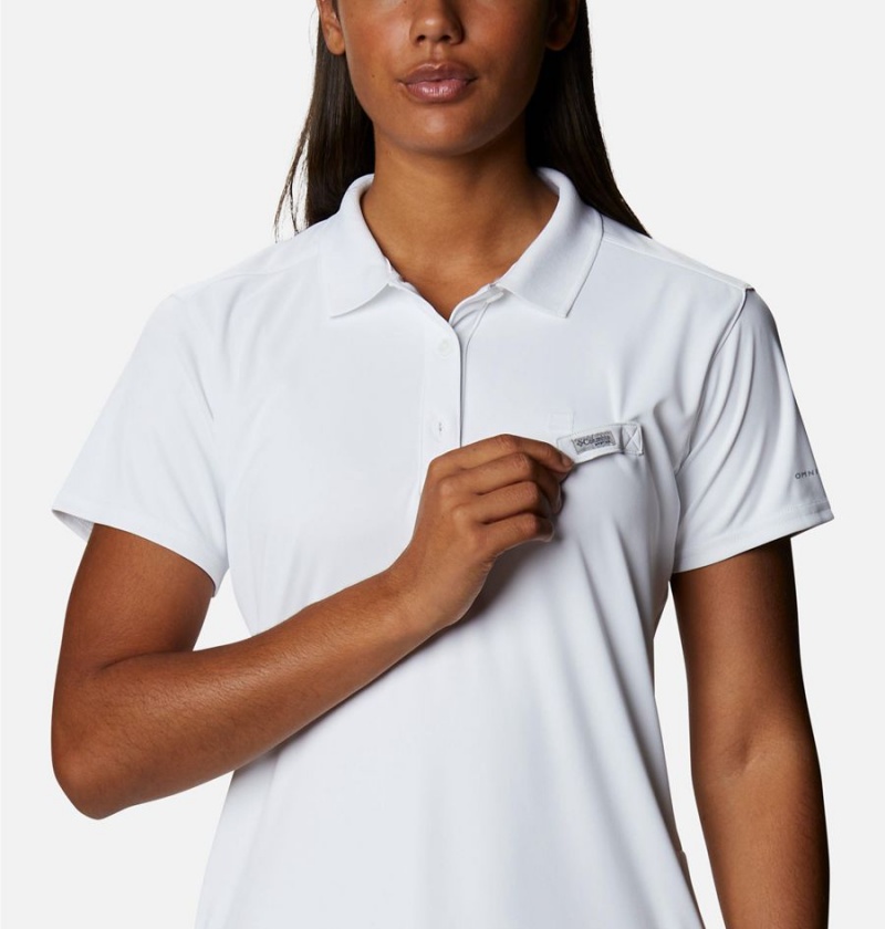 Columbia PFG Tidal Tee Polo Women's Dress White | VYIKZC-643