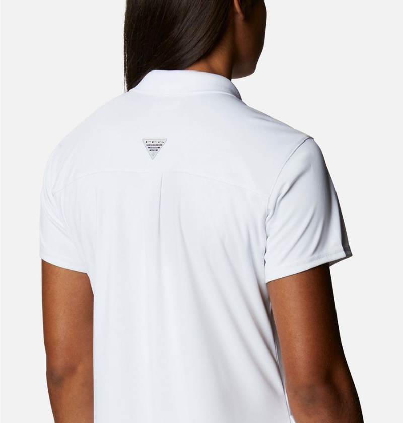 Columbia PFG Tidal Tee Polo Women's Dress White | VYIKZC-643