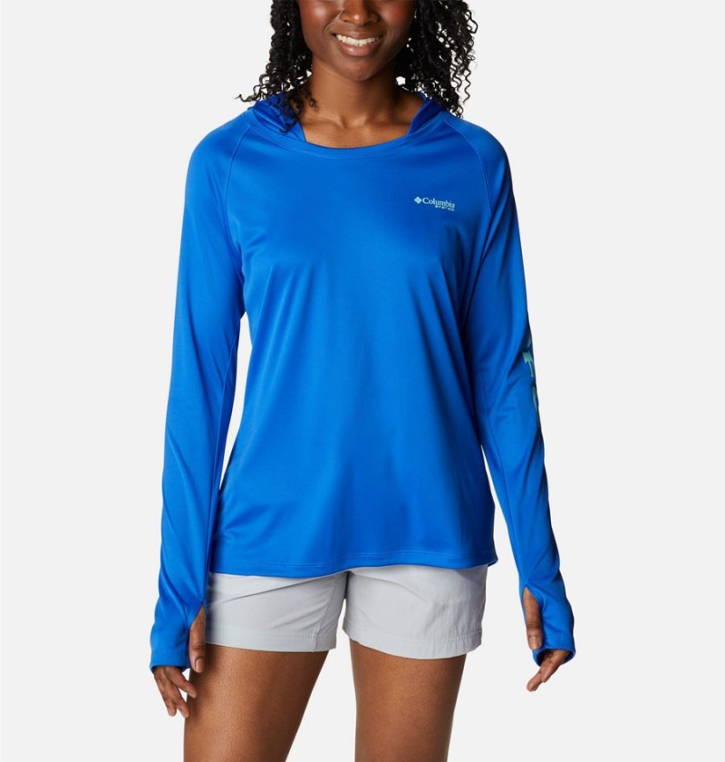 Columbia PFG Tidal Tee Women\'s Hoodie Blue | THGQPU-681