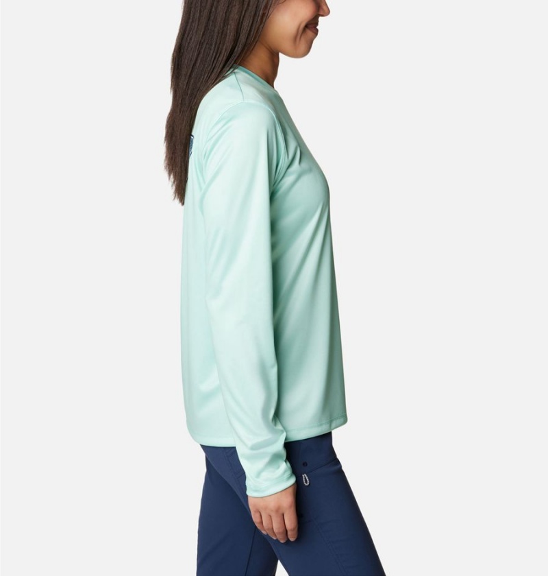 Columbia PFG Tidal Tri-Sail Long Sleeve Women's T-Shirt Green | WMZQGI-782