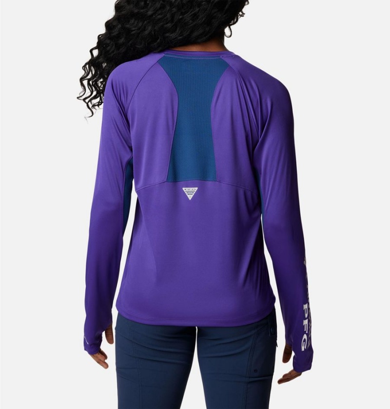 Columbia PFG Tidal Vent Long Sleeve Women's T-Shirt Purple | CVFYET-913