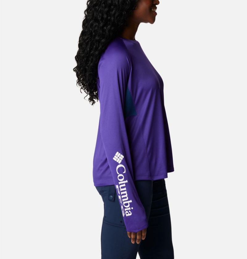 Columbia PFG Tidal Vent Long Sleeve Women's T-Shirt Purple | CVFYET-913
