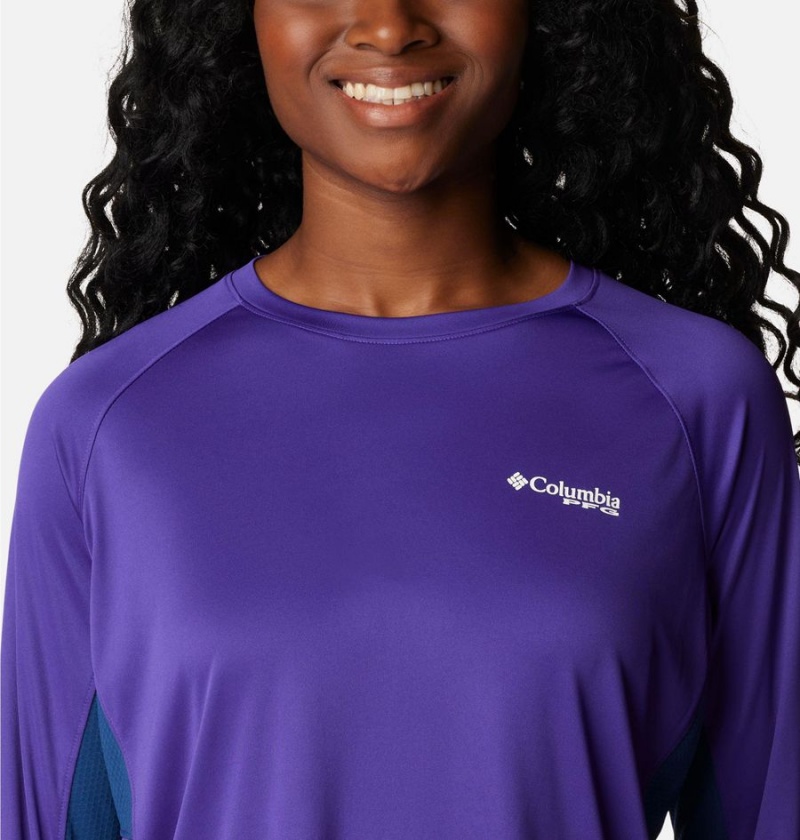 Columbia PFG Tidal Vent Long Sleeve Women's T-Shirt Purple | CVFYET-913