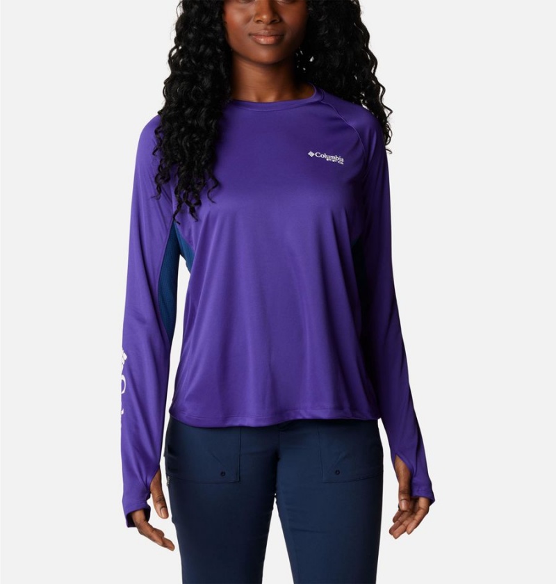 Columbia PFG Tidal Vent Long Sleeve Women\'s T-Shirt Purple | CVFYET-913