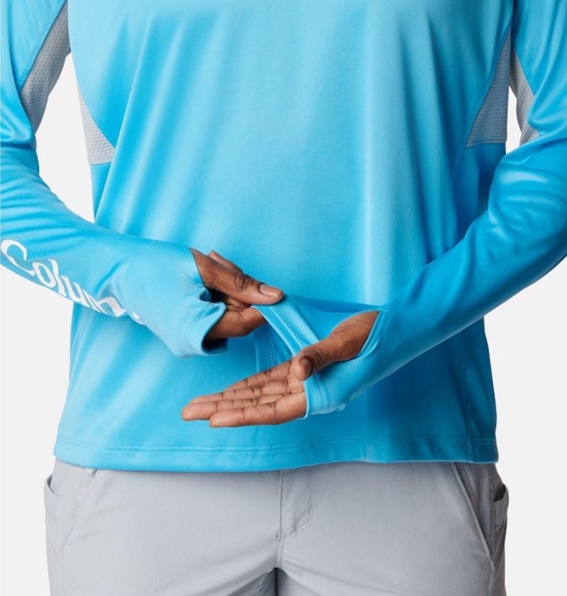 Columbia PFG Tidal Vent Long Sleeve Women's T-Shirt Blue | CFVUJB-925