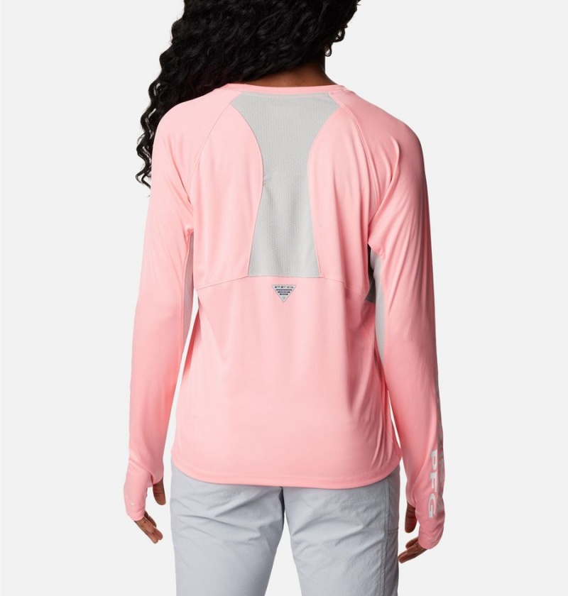 Columbia PFG Tidal Vent Long Sleeve Women's T-Shirt Pink | WYZXBR-836