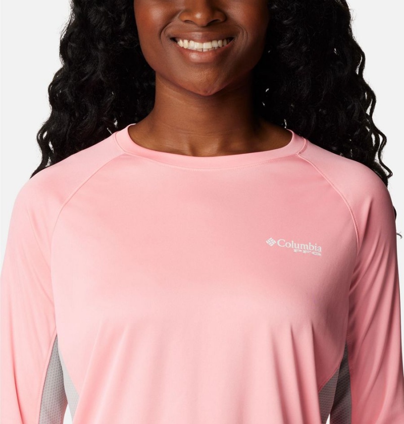 Columbia PFG Tidal Vent Long Sleeve Women's T-Shirt Pink | WYZXBR-836