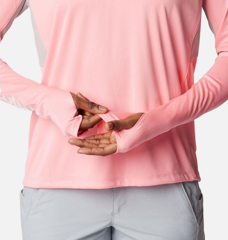 Columbia PFG Tidal Vent Long Sleeve Women's T-Shirt Pink | WYZXBR-836