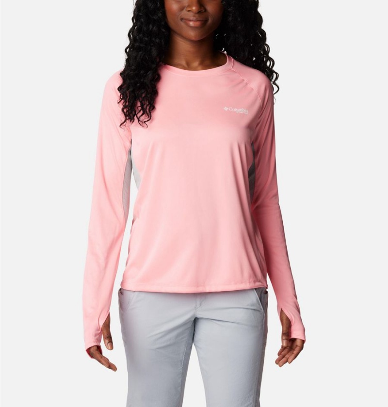 Columbia PFG Tidal Vent Long Sleeve Women\'s T-Shirt Pink | WYZXBR-836