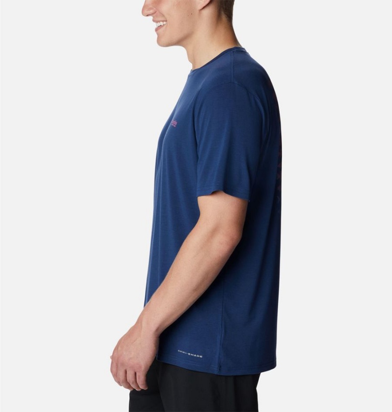 Columbia PFG Triangle Fill Tech Men's T-Shirt Blue | OLCWBP-163