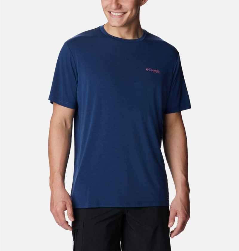 Columbia PFG Triangle Fill Tech Men\'s T-Shirt Blue | OLCWBP-163