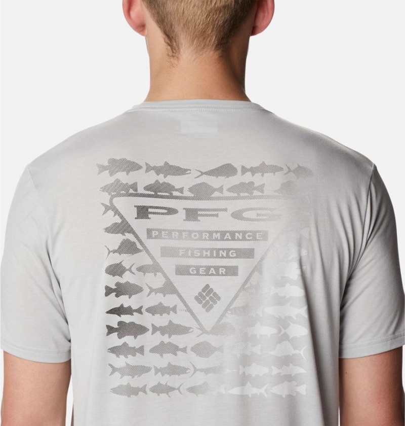 Columbia PFG Triangle Fill Tech Men's T-Shirt Grey | RPQZTS-964