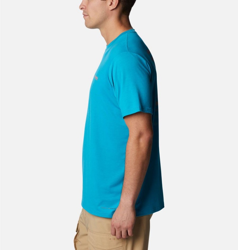 Columbia PFG Triangle Fill Tech Men's T-Shirt Turquoise | GMPQVI-946