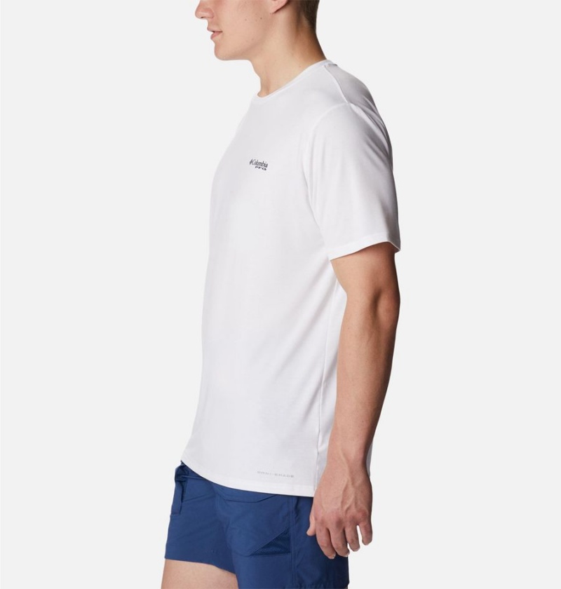 Columbia PFG Triangle Fill Tech Men's T-Shirt White | TNXBJU-642