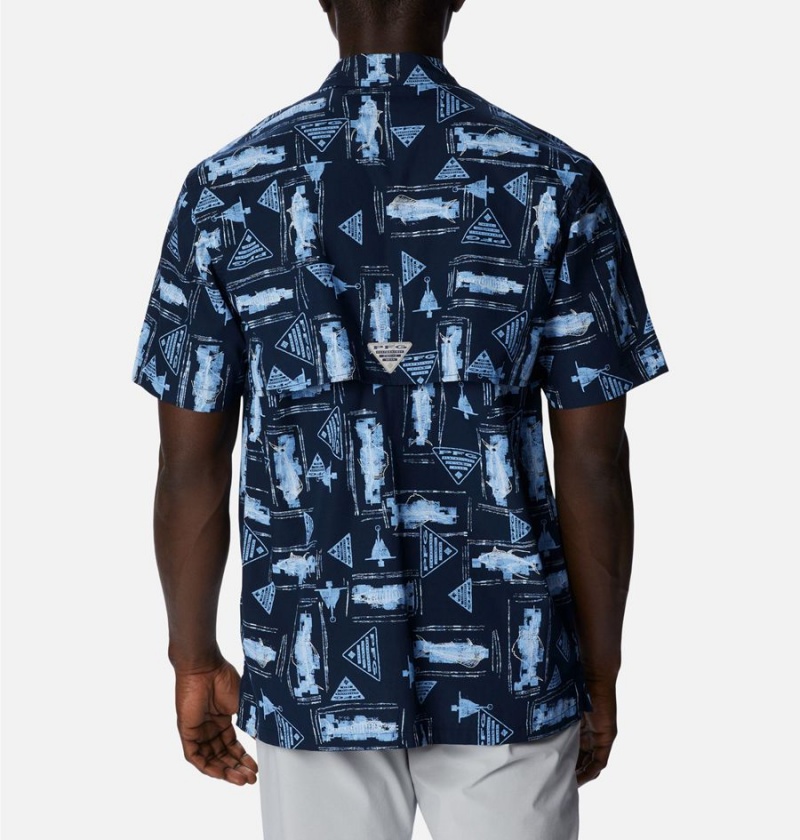 Columbia PFG Trollers Best Short Sleeve Men's Shirt Navy | XNIPVJ-631