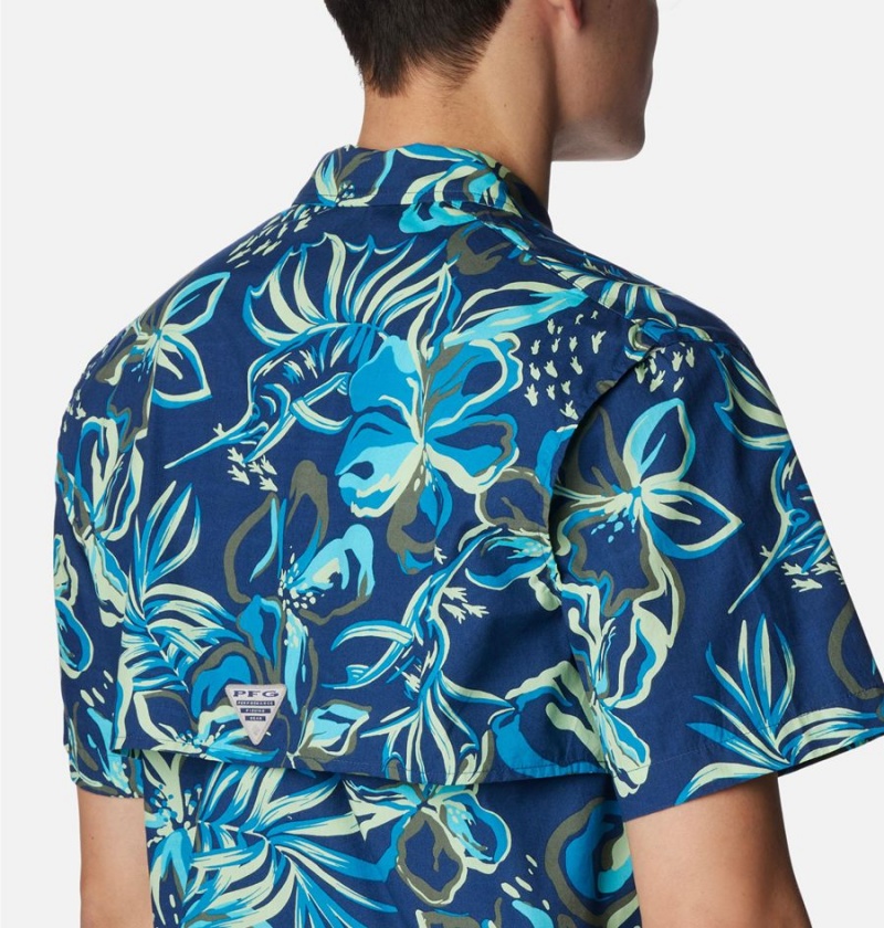 Columbia PFG Trollers Best Short Sleeve Men's Shirt Blue | UATBDE-134