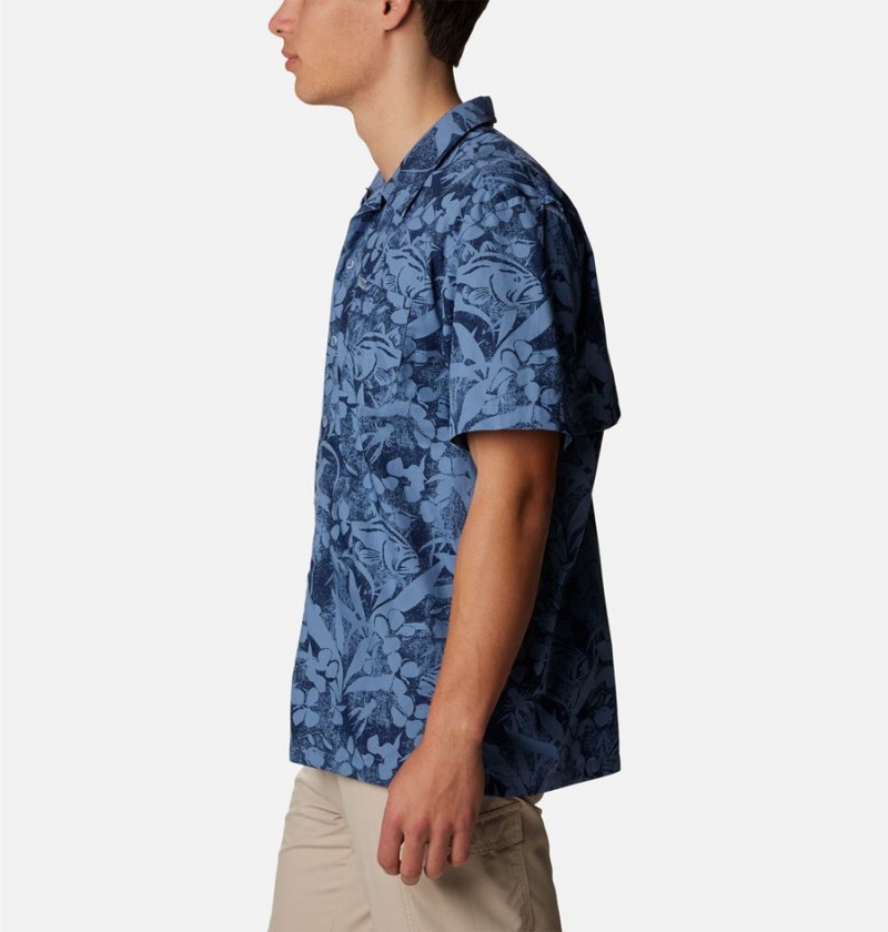 Columbia PFG Trollers Best Short Sleeve Men's Shirt Blue | WBZAES-485