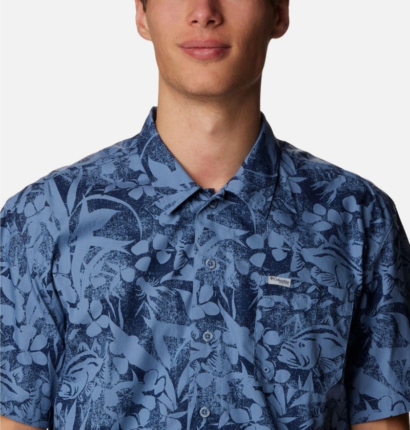 Columbia PFG Trollers Best Short Sleeve Men's Shirt Blue | WBZAES-485