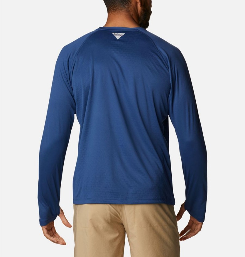 Columbia PFG Zero Rules Ice Long Sleeve Men's T-Shirt Blue | ZQTLVX-198