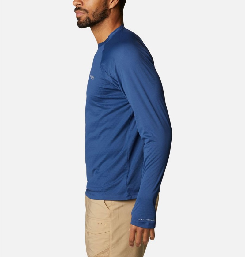 Columbia PFG Zero Rules Ice Long Sleeve Men's T-Shirt Blue | ZQTLVX-198