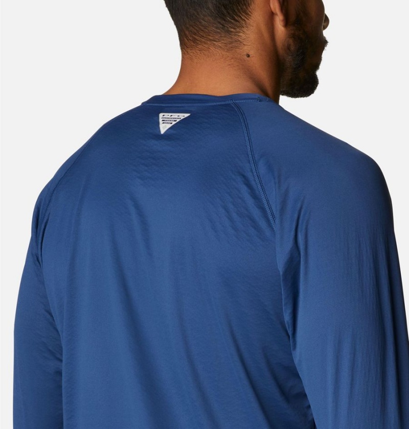 Columbia PFG Zero Rules Ice Long Sleeve Men's T-Shirt Blue | ZQTLVX-198