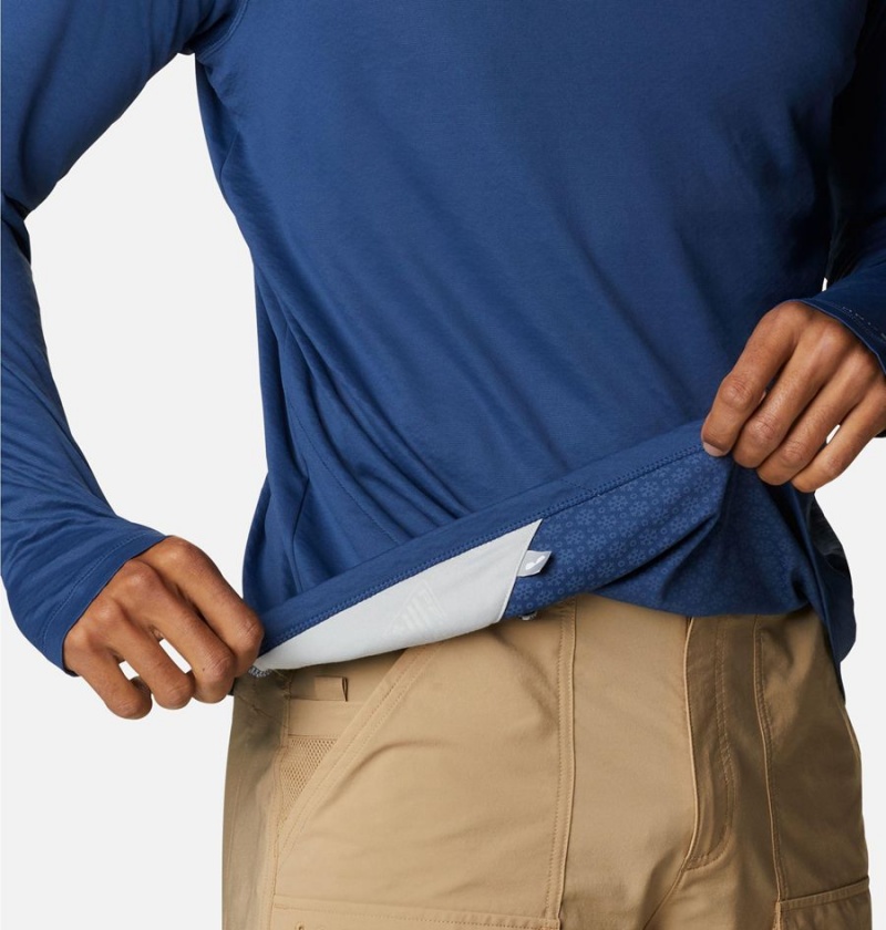 Columbia PFG Zero Rules Ice Long Sleeve Men's T-Shirt Blue | ZQTLVX-198