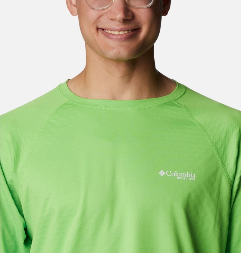 Columbia PFG Zero Rules Ice Long Sleeve Men's T-Shirt Green | DSXCQB-963