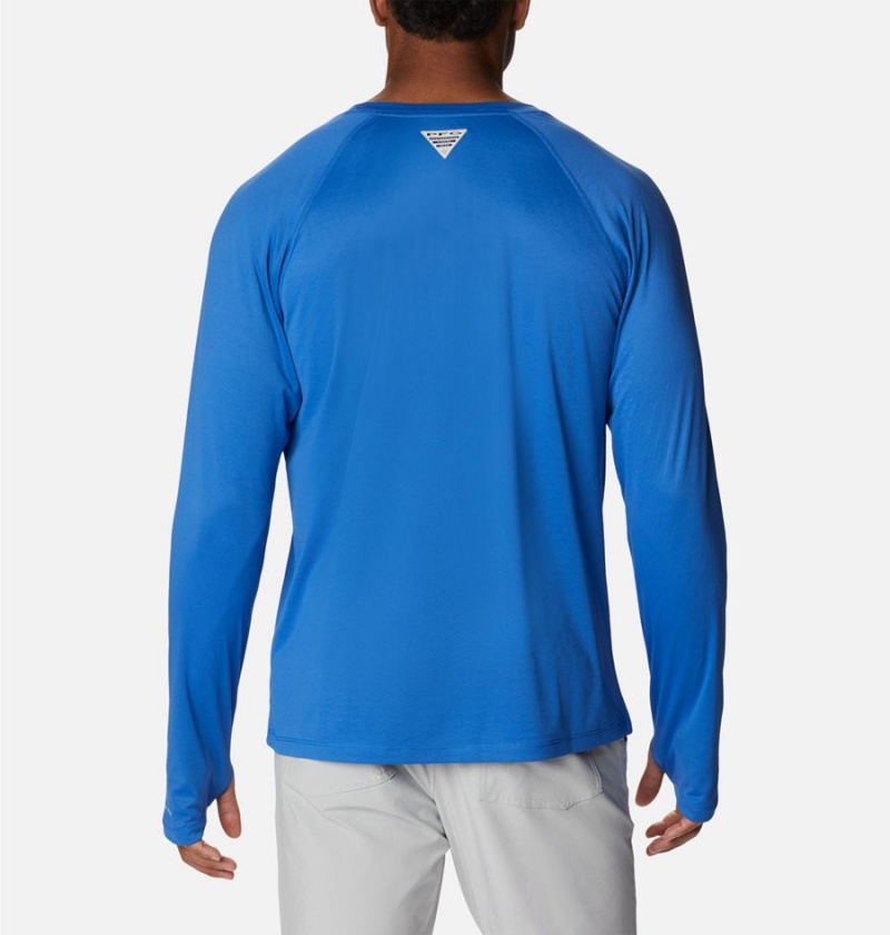 Columbia PFG Zero Rules Ice Long Sleeve Men's T-Shirt Blue | VXNWLQ-825