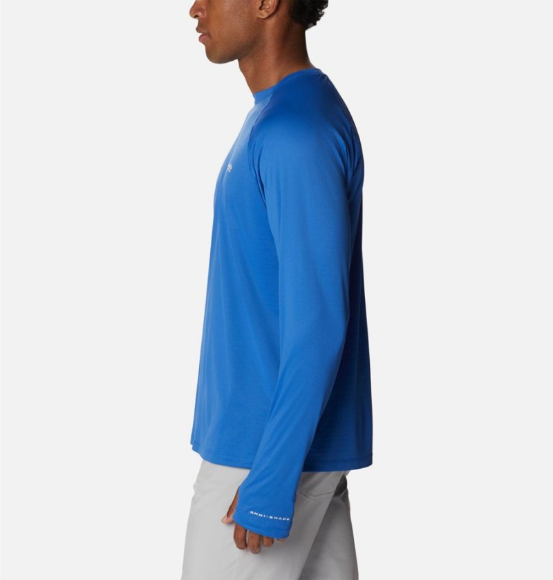 Columbia PFG Zero Rules Ice Long Sleeve Men's T-Shirt Blue | VXNWLQ-825