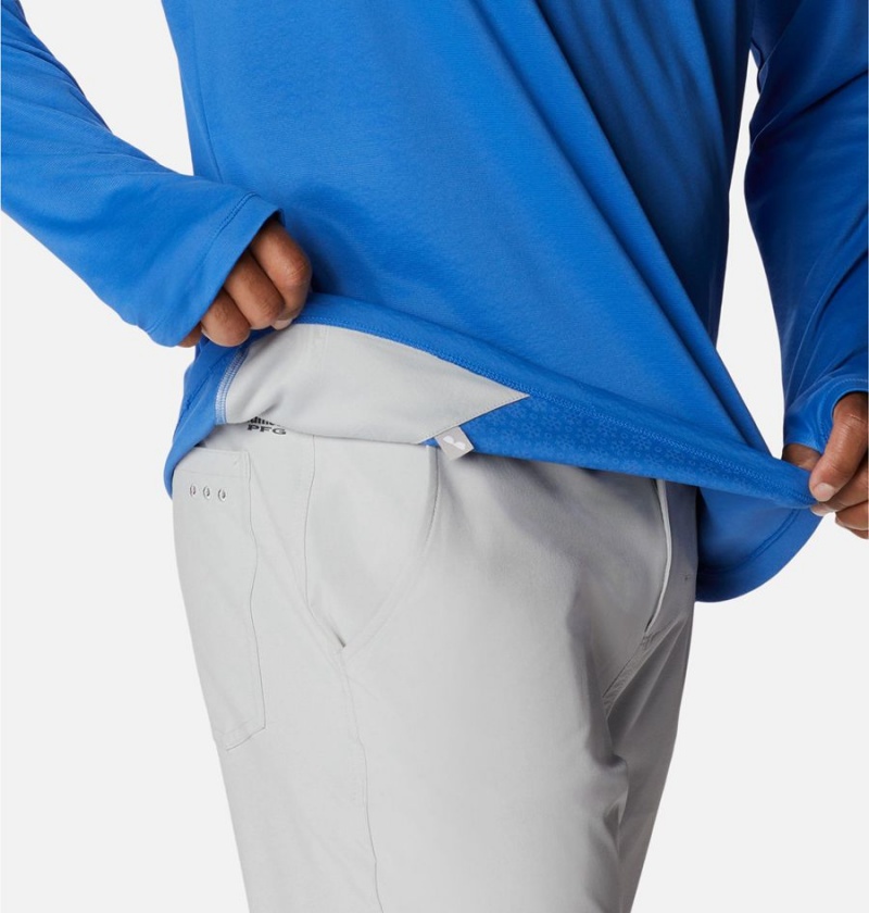 Columbia PFG Zero Rules Ice Long Sleeve Men's T-Shirt Blue | VXNWLQ-825