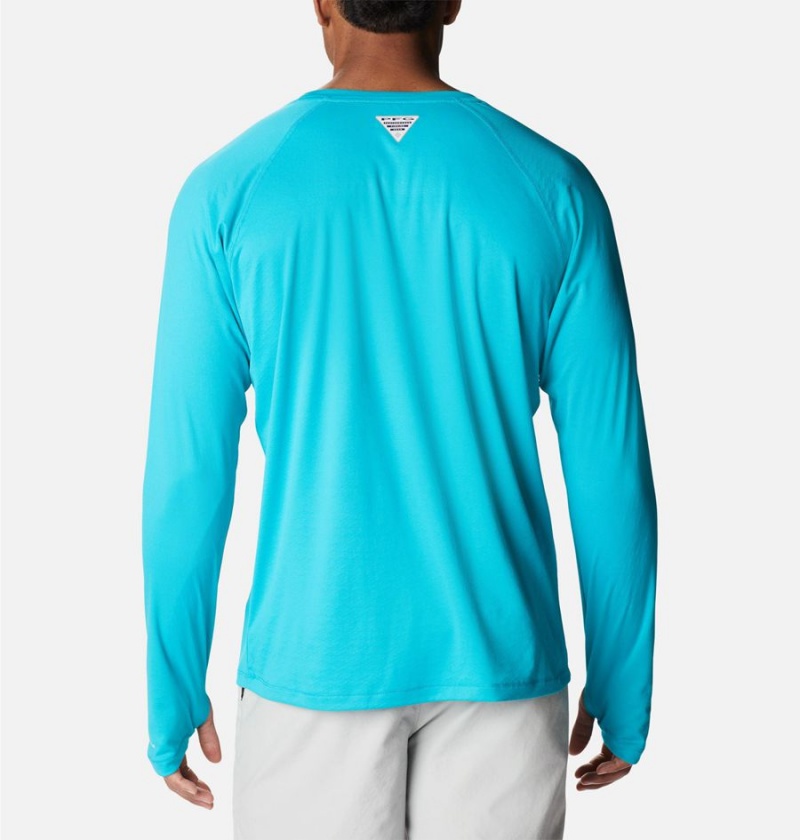 Columbia PFG Zero Rules Ice Long Sleeve Men's T-Shirt Turquoise | EZBDVY-075