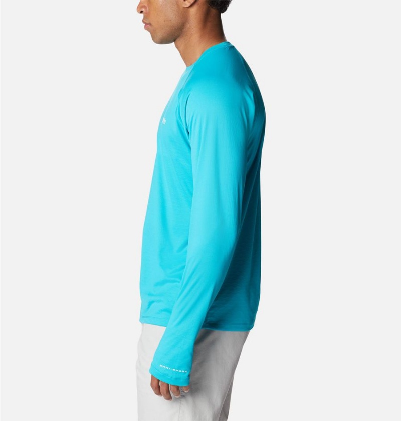 Columbia PFG Zero Rules Ice Long Sleeve Men's T-Shirt Turquoise | EZBDVY-075