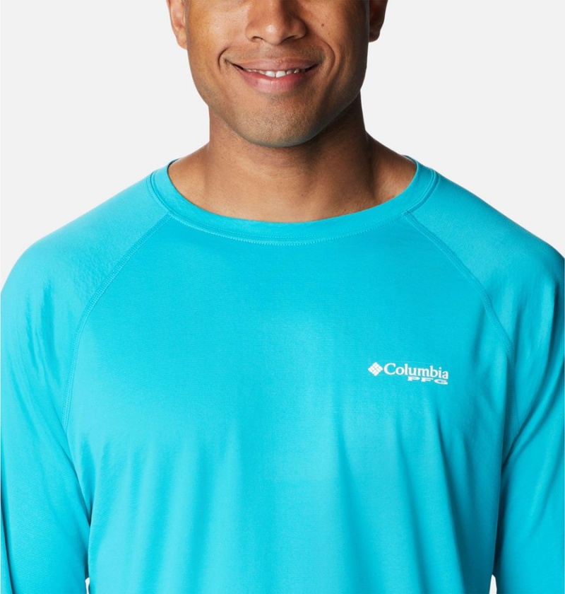 Columbia PFG Zero Rules Ice Long Sleeve Men's T-Shirt Turquoise | EZBDVY-075
