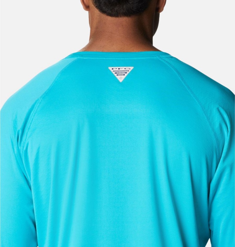Columbia PFG Zero Rules Ice Long Sleeve Men's T-Shirt Turquoise | EZBDVY-075