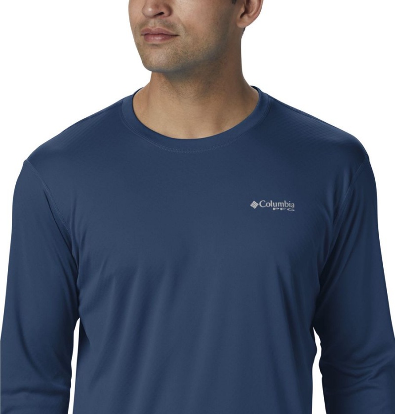 Columbia PFG Zero Rules Long Sleeve Men's T-Shirt Blue | ZCXYUV-870