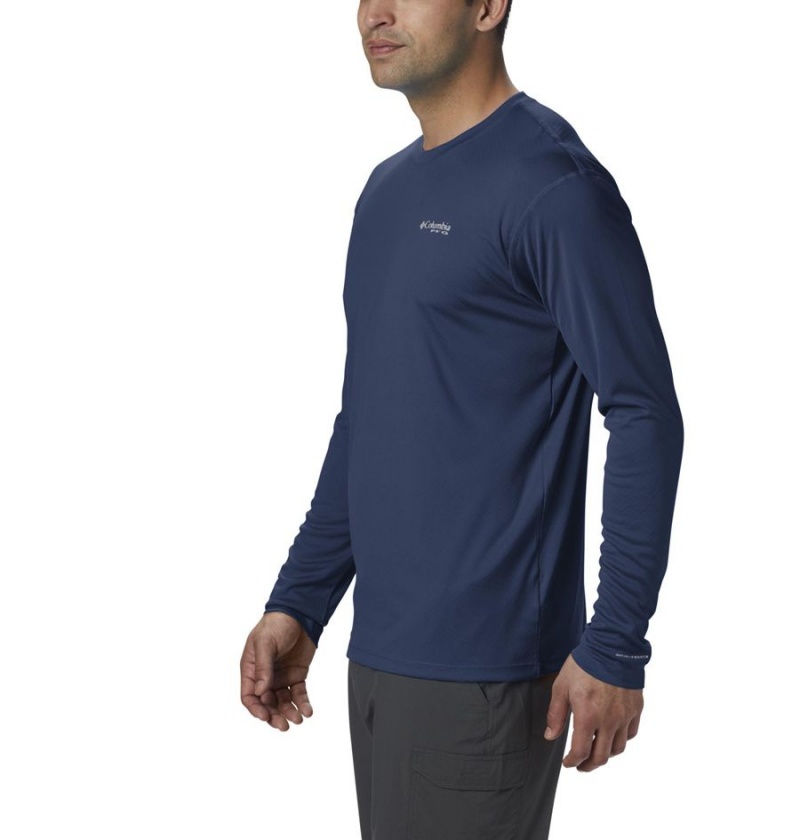 Columbia PFG Zero Rules Long Sleeve Men's T-Shirt Blue | ZCXYUV-870