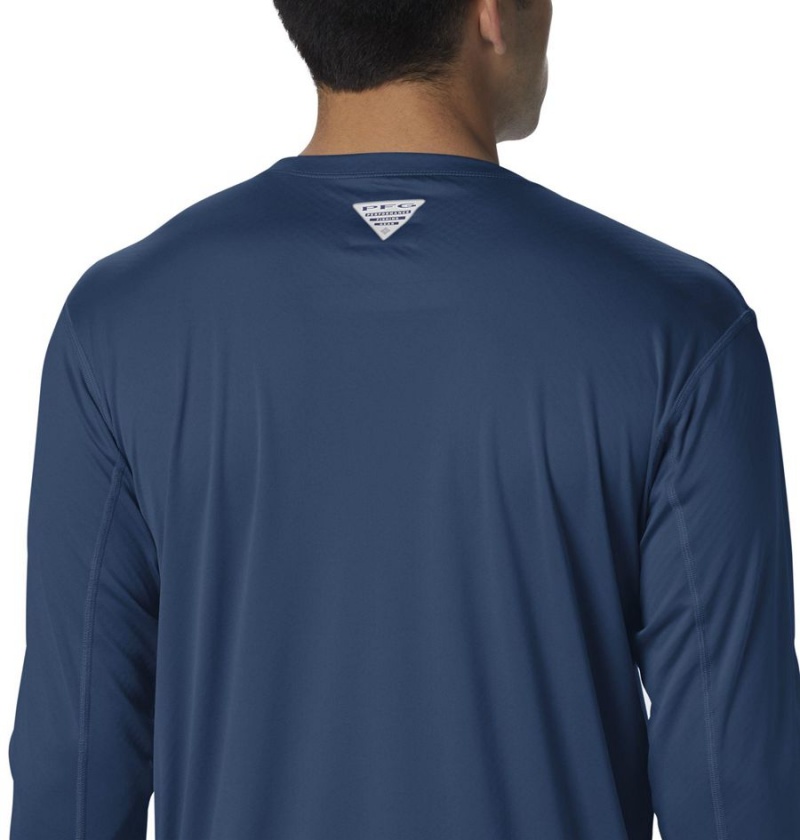 Columbia PFG Zero Rules Long Sleeve Men's T-Shirt Blue | ZCXYUV-870