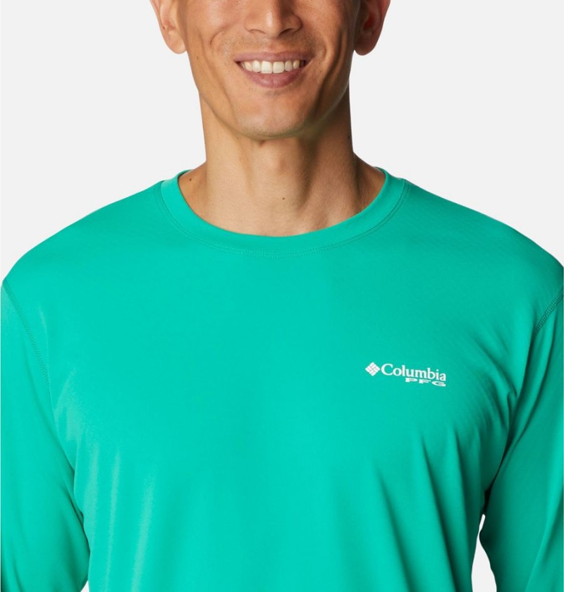 Columbia PFG Zero Rules Long Sleeve Men's T-Shirt Green | KSOJGY-034