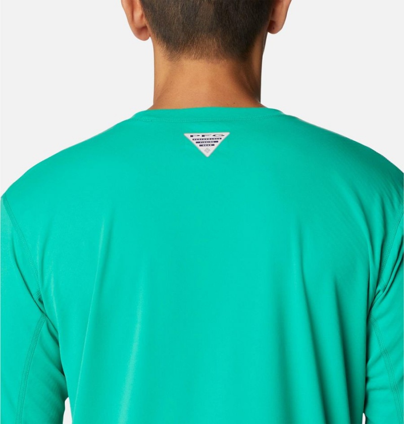 Columbia PFG Zero Rules Long Sleeve Men's T-Shirt Green | KSOJGY-034