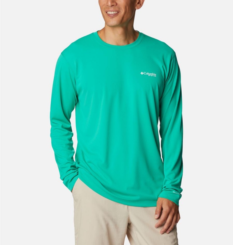 Columbia PFG Zero Rules Long Sleeve Men\'s T-Shirt Green | KSOJGY-034