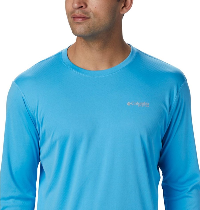 Columbia PFG Zero Rules Long Sleeve Men's T-Shirt Blue | ZRUNJS-543